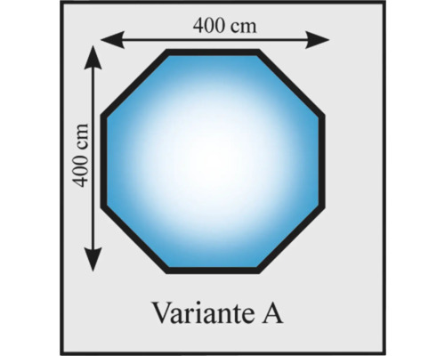 Variante A: achteckige Form mit den Maßen 400 cm mal 400 cm