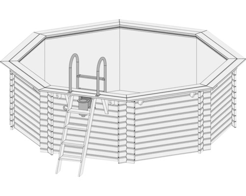 Illustration eines Holzpools mit Leiter