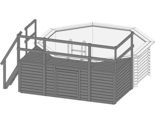 Außenpool mit Holzverkleidung, Leiter und Treppe
