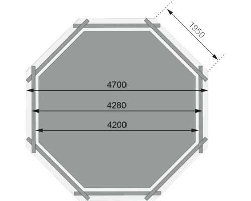 Grundriss eines Gartenhauses mit Maßangaben