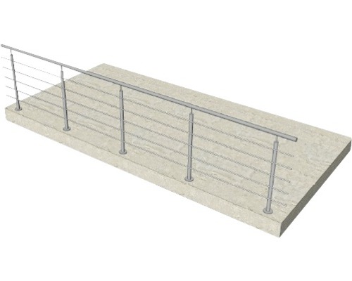 Geländer mit Edelstahlseilen auf Betonplatte