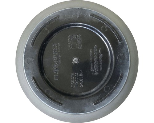 Unterseite Pflanztopf mit Durchmesser 35 cm, Höhe 32 cm und 24,6 Liter Volumen