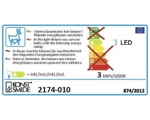 Energielabel für Leuchte mit LED