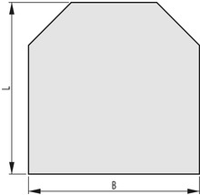 Abbildung eines Zuschnitts mit Breiten- und Längenangabe