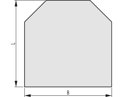 Abbildung eines Zuschnitts mit Breiten- und Längenangabe
