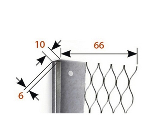 Detailaufnahme einer Putzschiene mit Maßangaben