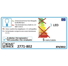 Energielabel mit Informationen zur eingebauten LED Leuchte