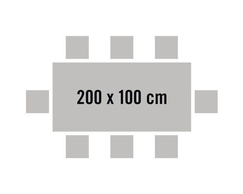 Tisch mit acht Stühlen, Tischgröße 200 mal 100 Zentimeter