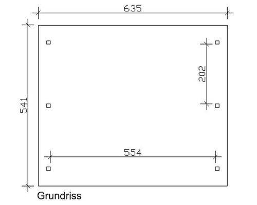 Grundriss mit Maßangaben 635, 541, 554 und 202