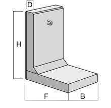 Winkelstütze Sichtbeton inkl. Versetzösen grau 100 x 10 x 120 Fußtiefe = 65 cm-thumb-3