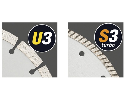 Nahaufnahme von zwei verschiedenen Diamanttrennscheiben