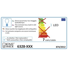 Energielabel für Leuchte mit fest verbauten LED Leuchtmitteln