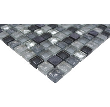 Glasmosaik mit Naturstein XCM M890 30,5x32,2 cm grau/silber/weiß-thumb-1