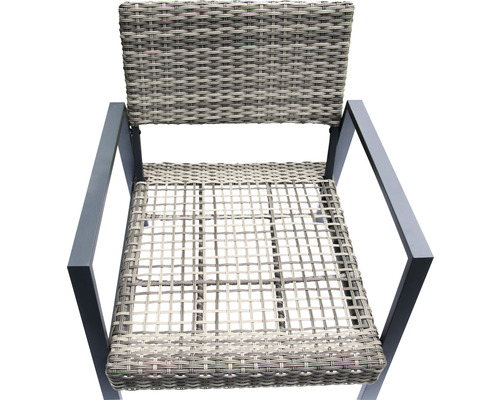 Gartenstuhl mit Armlehnen aus Rattan und Metall