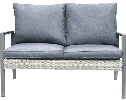 Zweisitzer-Gartenlounge mit Geflecht und Polster