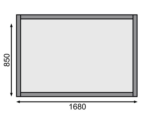 Skizze eines Rahmens mit den Maßen 1680 mal 850