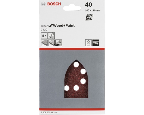 Bosch Expert C430 Schleifpapier für Holz und Farbe, Körnung 40