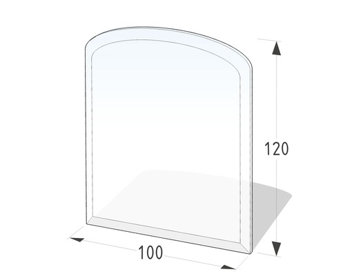 Funkenschutzplatte Glas Segmentbogen 120x100 cm