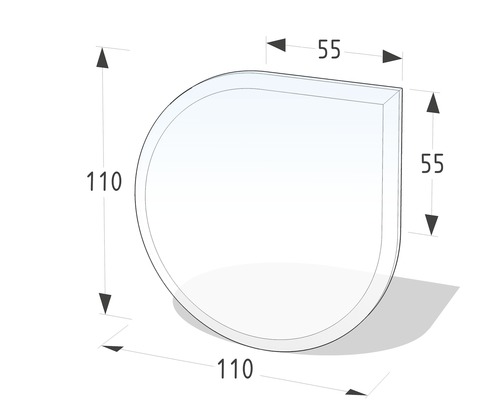 Funkenschutzplatte Lienbacher Glas Tropfenform 110x110 cm mit Fase