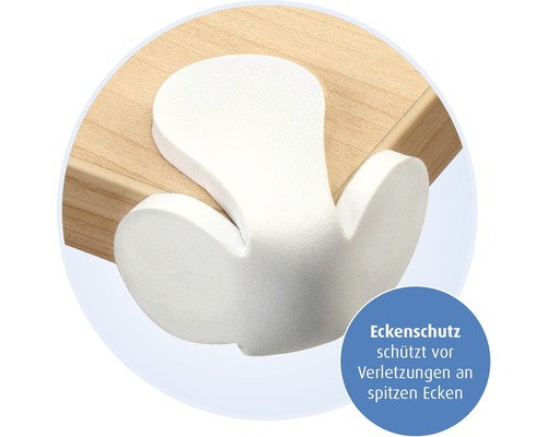 Eckenschutz aus Kunststoff an einer Tischkante