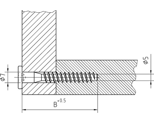 Technische Zeichnung einer Holzschraubenverbindung