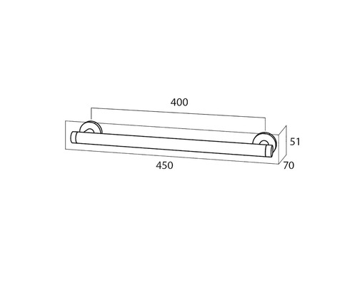 Technische Zeichnung eines Handtuchhalters mit Maßangaben.