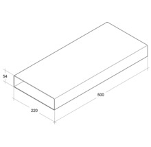Technische Zeichnung eines Rechteckrohrs mit den Maßen 500 x 220 x 54 mm