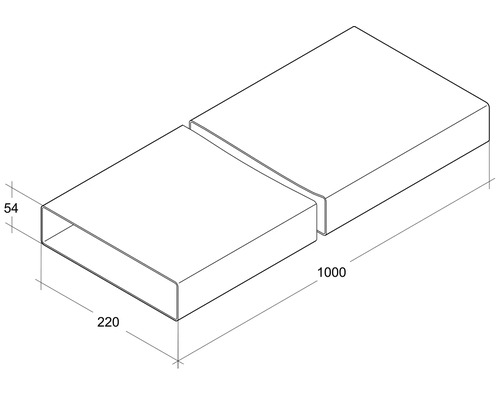 Intelmann Flachkanal Verbindungsstück 220x55 Mm – Kunststoff, Für Dunstabzug & Lüftungssysteme