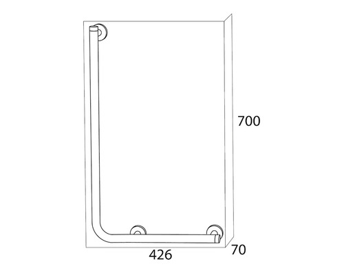 Technische Zeichnung eines Haltegriffs mit den Maßen 700 x 426 x 70 mm.