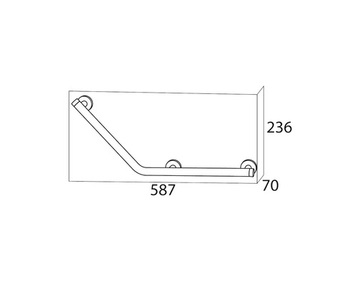 Zeichnung eines Winkelgriffs mit Maßangaben