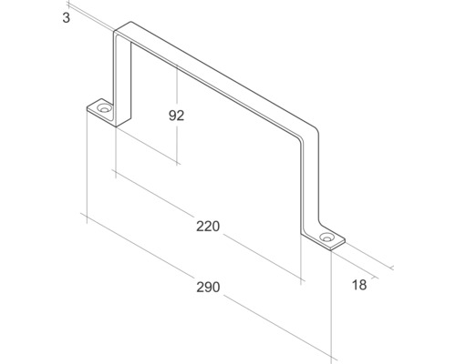 Technische Zeichnung eines Haltegriffs mit Maßangaben