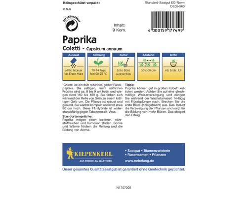 Paprikasamen Coletti der Marke Kiepenkerl