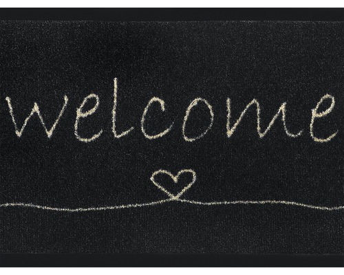 Fußmatte mit der Aufschrift Willkommen und Herz