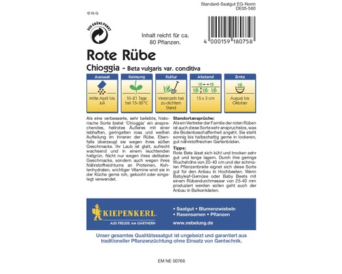 Rote Rübe Chioggia Saatgutpackung von Kiepenkerl