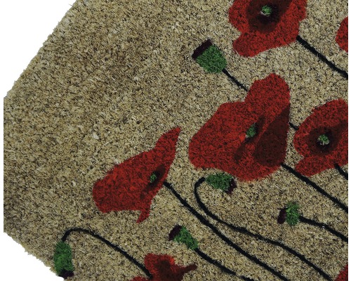 Fußmatte aus Kokosfaser mit Mohnblumenmuster
