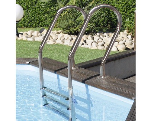 Schwimmbadleiter aus Edelstahl mit drei Stufen