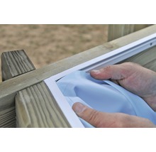 Aufstellpool Holzpool-Set Gre rechteckig 620x420x133 cm inkl. Sandfilteranlage, Skimmer, Leiter, Filtersand & Bodenschutzvlies Holz