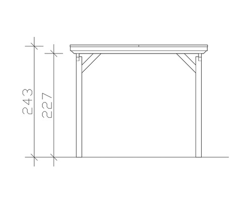 Zeichnung einer Holzpergola mit Höhenangabe