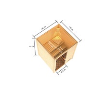 Plug & Play Sauna Karibu Sandra inkl.3,6 kW Ofen u.integr.Steuerung ohne Dachkranz mit bronzierter Ganzglastüre-thumb-1