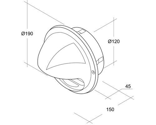 Technische Zeichnung einer Außenleuchte mit Abmessungen.