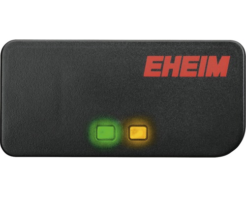 EHEIM Logo auf schwarzem Gerät mit zwei Leuchtdioden