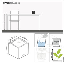 Blumentopf Canto Stone Kunststoff 14x14x14 cm steingrau inkl. Erdbewässerungsystem und Wasserstandsanzeiger-thumb-8