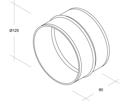 Rohrverbinder mit den Maßen 125 und 80 Millimeter.