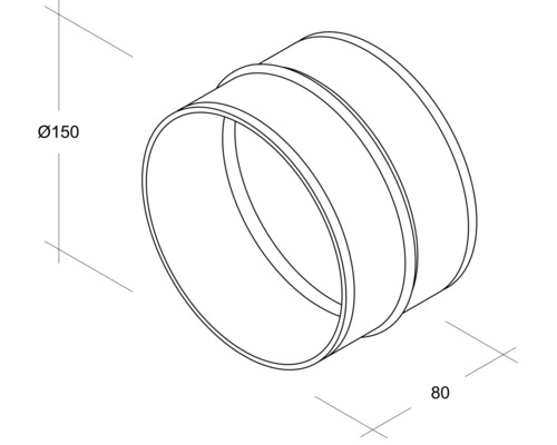 Rohrverbinder mit Durchmesser 150 mm und Länge 80 mm