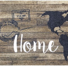 Fußmatte mit Weltkarte und dem Wort Home