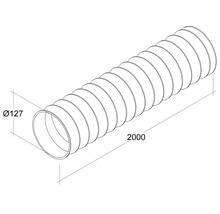 Flexibler Schlauch mit einem Durchmesser von 127 Millimeter und einer Länge von 2000 Millimeter.