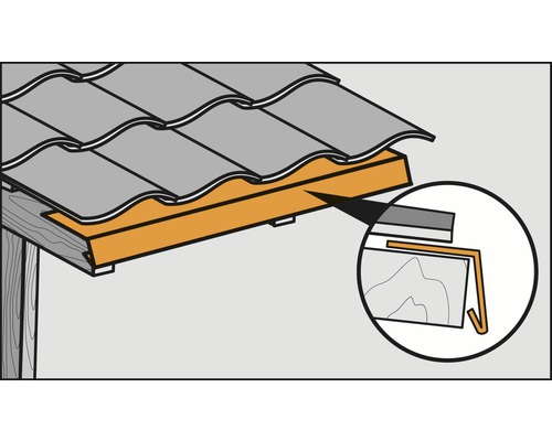 Dachkonstruktion mit Dachziegeln und Detailansicht zur Befestigung