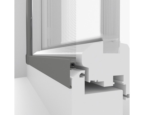 Detailansicht eines Insektenschutzgitters am Fensterrahmen