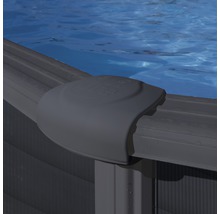 Aufstellpool Stahlwandpool-Set Gre rund Ø 480x132 cm inkl. Sandfilteranlage, Skimmer, Leiter, Filtersand & Bodenschutzvlies grau