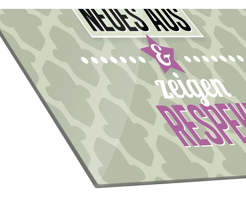 Dekorplatte mit dem Text Neues aus und zeigen Respekt